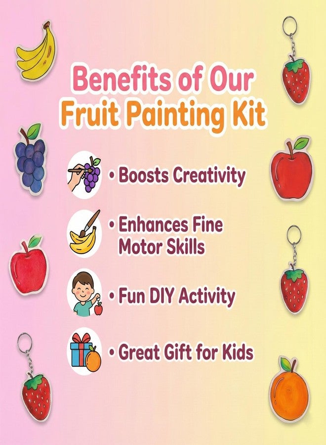 HOBBY INDIA DIY Keychain Fridge Magnet Painting Kit for Kids & Adult | Creative Art & Craft Set Gift for Girls & Boys | Cute Resin Activity Key Chain Making | Fun Birthday & Home Decor (Fruit) - Image 5